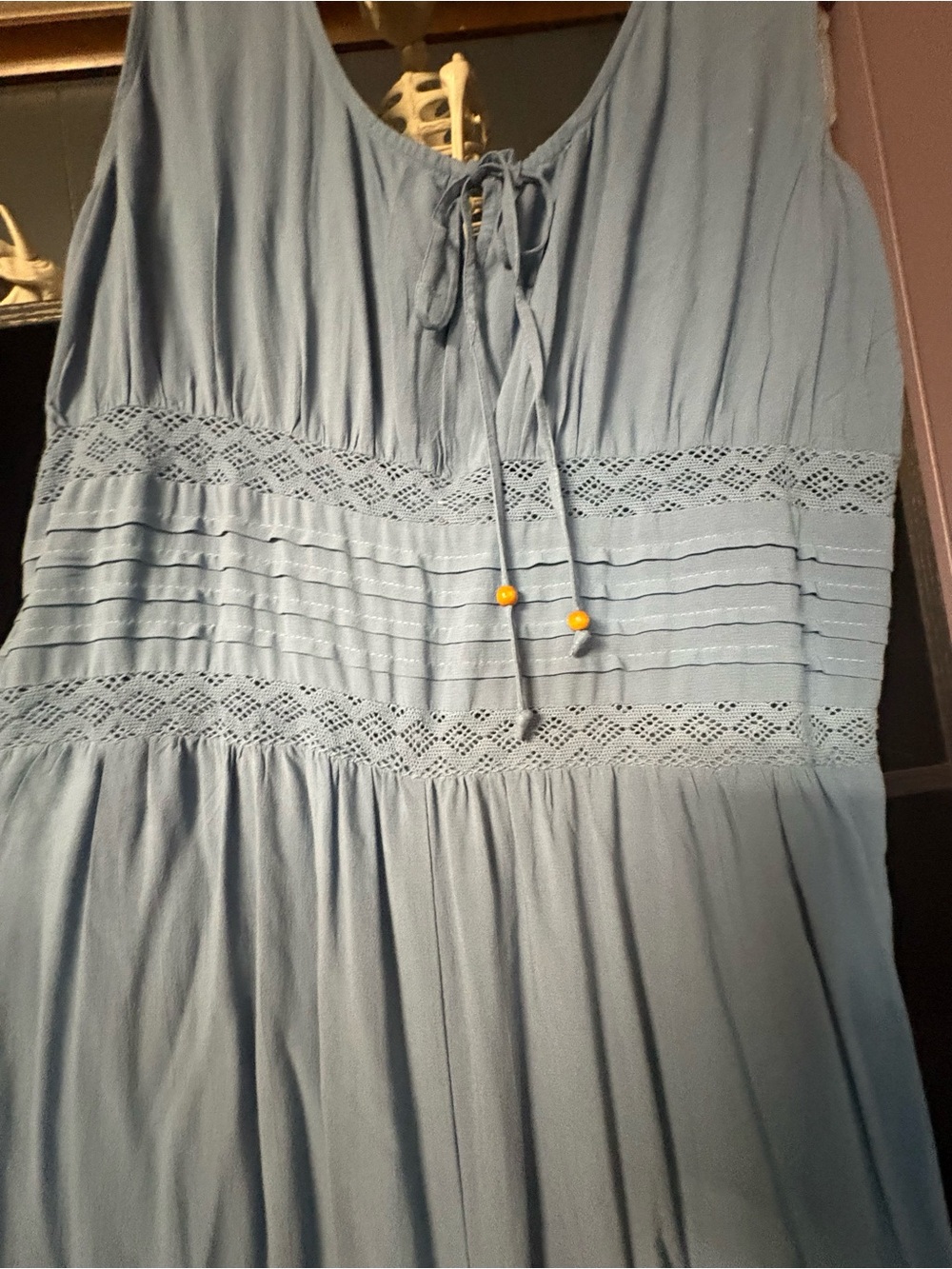 EARTHBOUND Light Blue Sleeveless Lace-Trim Jumpsuit